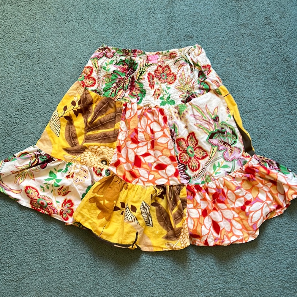 90s multi pattern boho skirt.